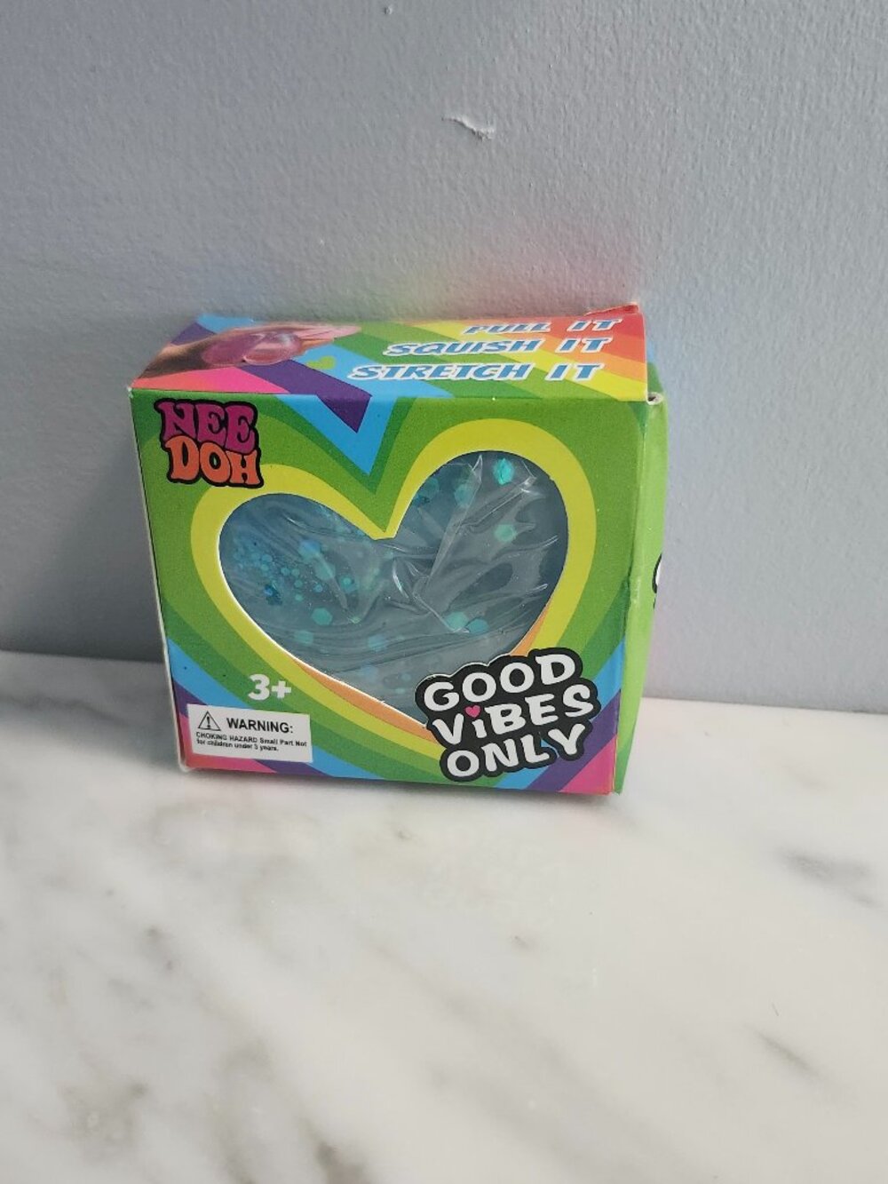 NWT NIB NeeDoh Onyx Heart Glitter Stress Ball - Teal